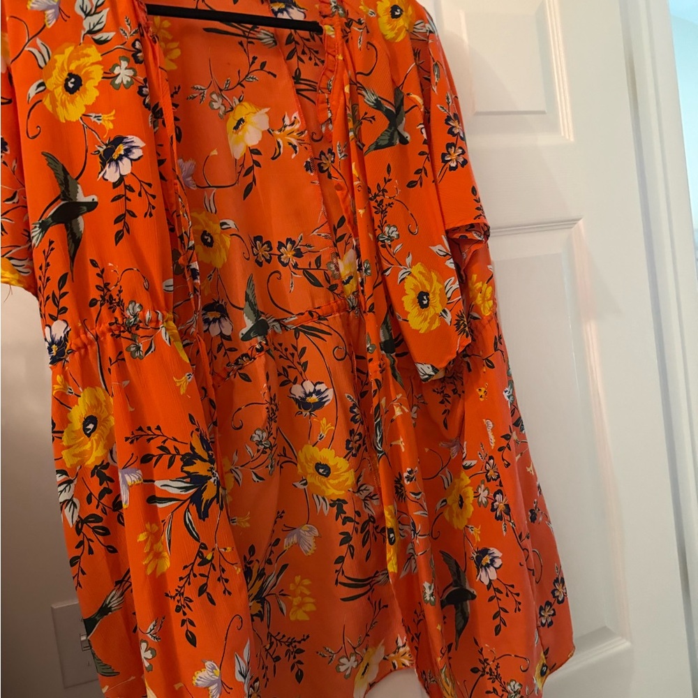 Grace & Lace Orange Floral Swim Coverup